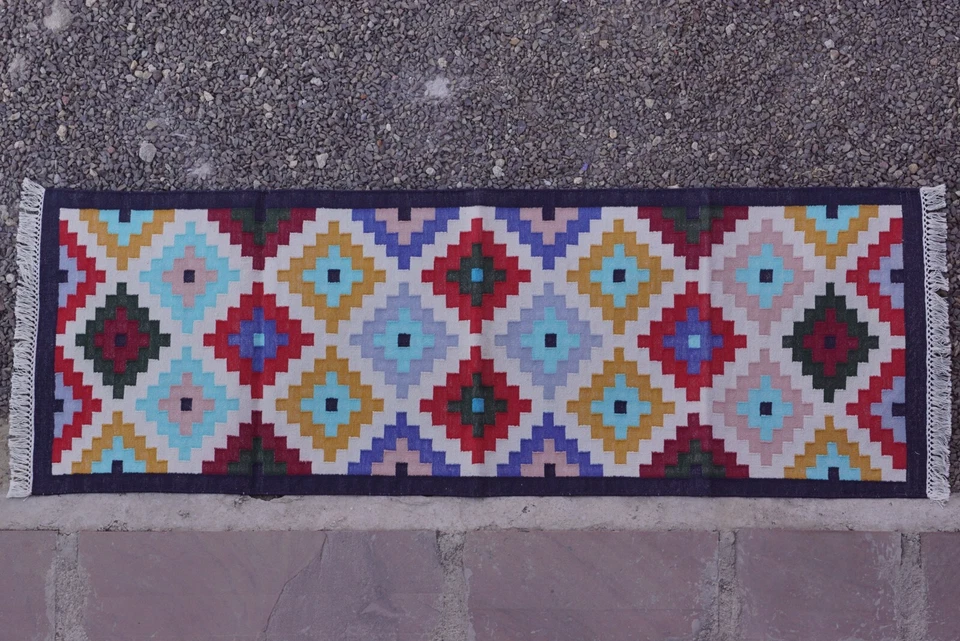 Rugmoda Vibrant Multi-Colored Patchwork Cotton Rug – 2x5 Feet - Image 1 of 4