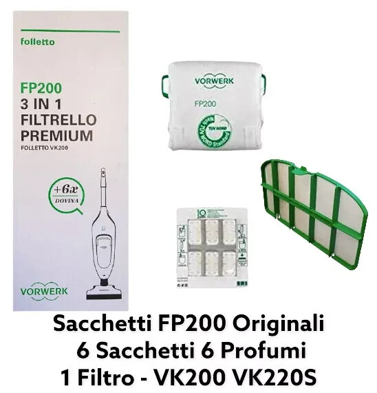 6 Sacchetti + 6 Profumini Originali Vorwerk Per Folletto VK200, VK220 - Foto 11
