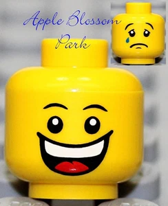 NUEVO Lego Niño/Niña CABEZA MINIFIGURA Castillo Feliz Bufón Cabeza con Dientes Blancos Sonrisa Lágrima - Imagen 1 de 1