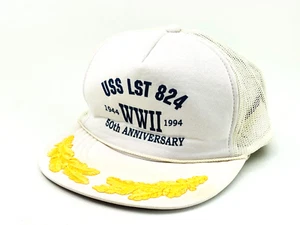 Vintage 1994 Mesh Back Cap Snap Back One Size Cap Mütze WWII Veteran USS LST 824 - Bild 1 von 7