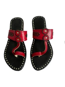 Womens Leather Slippers Handmade Indian Casual Dress Sandals Shoes Colorful Flat - Picture 1 of 7