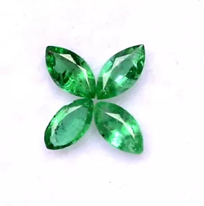 Natural Emerald Marquise Cut 4x2 mm Lot 04 Pcs Calibrated Loose Gemstones - Picture 1 of 4