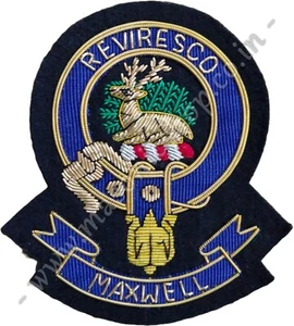 DISTINTIVO STEMMA CLAN SCOZZESE RICAMATO A MANO PATCH - MAXWELL - Foto 1 di 1