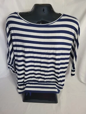 AB Studio Women's Striped Blue & White Long Sleeve Blouse (Size L) - Image 1 of 3