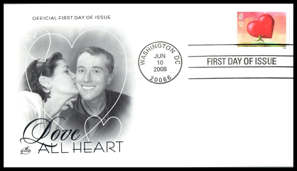 2008 Love - All Heart Sc 4270 42c stamp FDC with ArtCraft cachet - Image 1 of 1