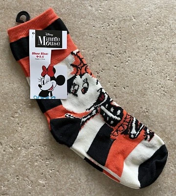 Minnie Mouse Halloween Socks-Skeleton Black, White, And Orange-Kids-NWT - Image 1 of 3