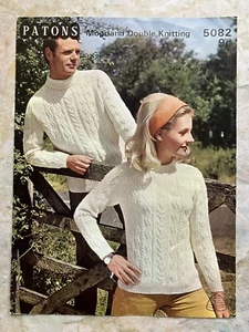Patons Knitting Patterns Woman Man  DK Cable Jumper  5082 892.9.14 - Picture 1 of 2