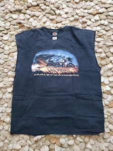 Black HARLEY-DAVIDSON Las Vegas Cut-Off T-Shirt Mens 2XL Made In The USA EUC - Picture 1 of 6