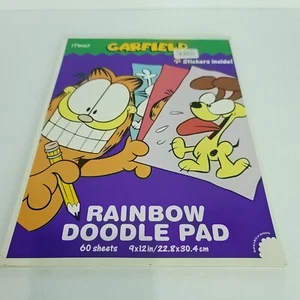 Drawing Doodle Pad With Stickers Rainbow 60 Sheet Mead Garfield And Odie Vintage - Picture 1 of 4