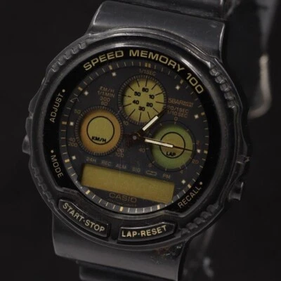 Orologio Uomo CASIO Speed Memory 100 AW-20 Quadrante Ana-Digi Nero Vintage - Immagine 1 di 4