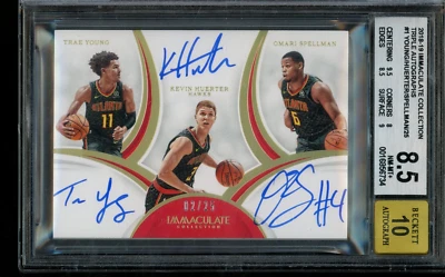 2018-19 Immaculate Young/Huerter/Spellman Rookie Trio Auto /25 #TKO BGS 8.5 - Image 1 of 2