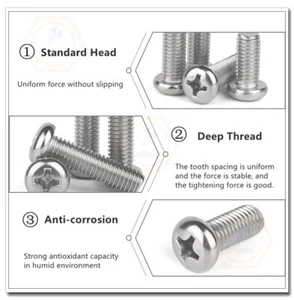 Mini micro tornillos pequeños con cabeza de sartén Phillips de acero inoxidable M2.5 304 - Imagen 1 de 15