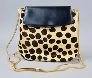 Vintage 60's GRETA soft original faux Leopard bag purse with brass finishings - Picture 1 of 16