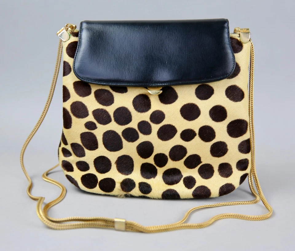 Bolso Monedero Vintage Años 60 GRETA Suave Original Imitación Leopardo con Acabados en Latón Foto 1 de 4