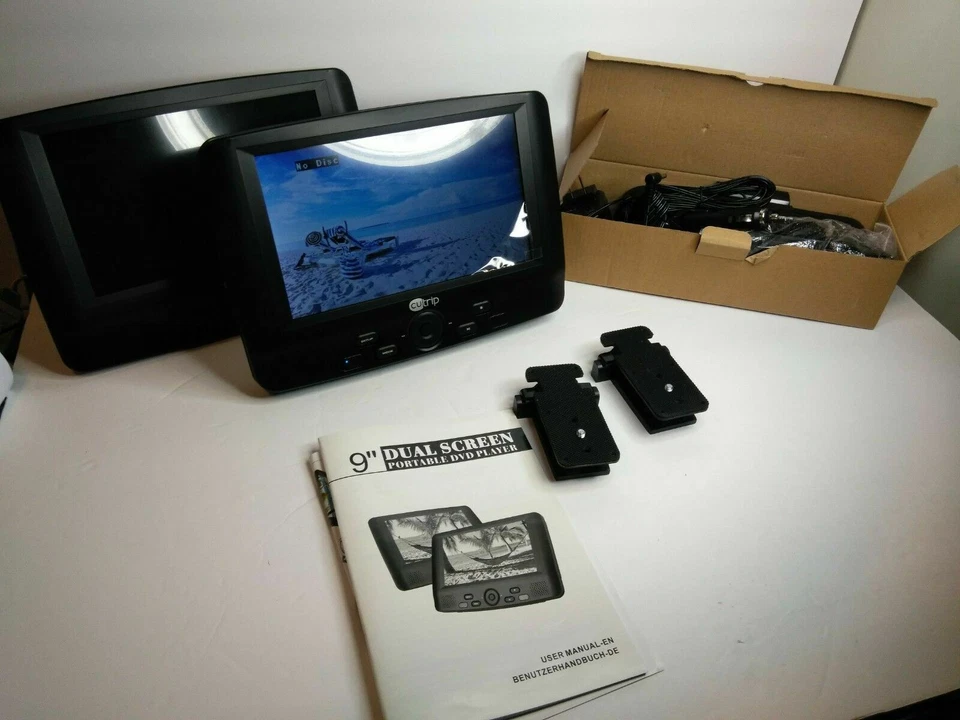 CUTRIP 9 Inch Dual Screen Portable DVD Player 5 Hours Built-in Rechargeable Bat. - Image 1 of 1
