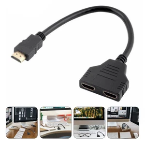 Video Splitter Dual Monitor Audio Connectors Male Female Adapter - Picture 1 of 12