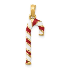 10k 3-D Enameled Candy Cane Pendant - Picture 1 of 4