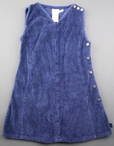 Vintage Girl's Calvin Klein Corduroy Sleeveless Dress Blue Snap Button Size M - Picture 1 of 6