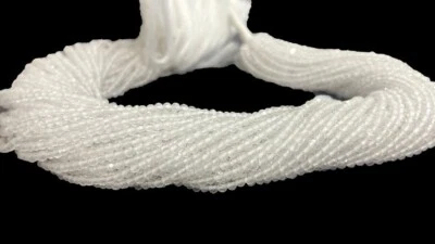 Joia Nature branca facetada redonda pedra preciosa solta 2-3 mm contas fio 12"" - Imagem 1 de 4