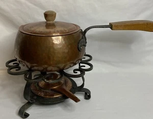 Olla suiza Stockli Netstal vintage con quemador de hierro forjado y cobre MCM - Imagen 1 de 16