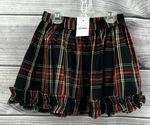 CREWCUTS BY J CREW PLAID HOLIDAY RUFFLE SKIRT Little Girl XS 4-5 BLACK / RED - Picture 1 of 4