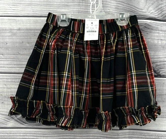 CREWCUTS J экипажа клетку праздник оборки юбка маленькая девочка XS 4-5 черный / красный - Изображение 1 из 4