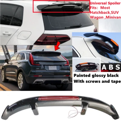 Universal Gloss Black Rear Roof Spoiler Wing w/ Light Fit For Cadillac XT4 19-23 Foto 1 de 4