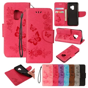 Butterfly Leather Flip Wallet Phone Case For Samsung S25/S24/S23/S22/S21/S20/S10 - Picture 1 of 17