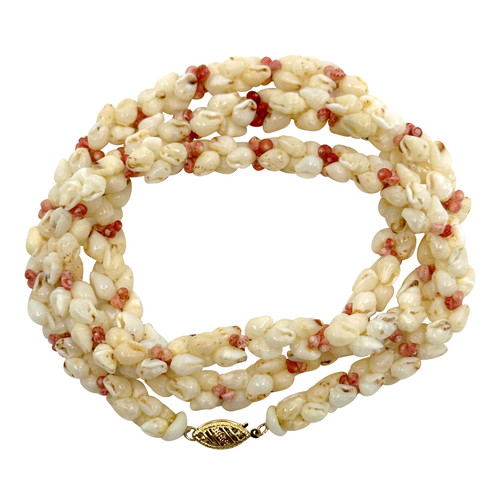 OFF WHITE Collana Ni'ihau Off White Momi Pikake Kahelelani in oro giallo 14 carati 24 5" vintage