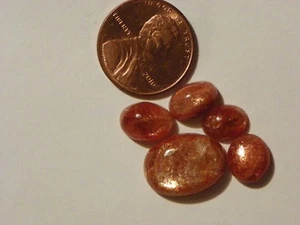 Sunstone 16.56 Carats Total Weight 5 Cabs Cabochons Lots Of Copper Fire - Picture 1 of 2