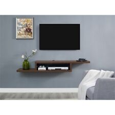 Asymmetrical Wall Mounted Wood TV Console Entertainment Center 60-inch Brown