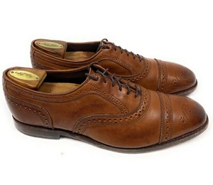 Allen Edmonds BARTLETT Leather Cap Toe Oxfords Cognac Brown Size 9.5 - Picture 1 of 11