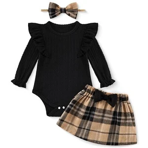 Baby Girl Fall Clothes 6 12 Month Winter Newborn Outfits Ruffle Sleeve Romper... - Picture 1 of 7