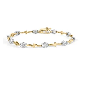 10K White and Yellow Gold 1.00 Cttw Diamond Oval Link Bracelet (I-J, SI2-I1) - Picture 1 of 7
