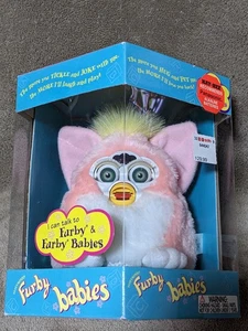 New in Box 1999 Furby Babies 70-940 Pink/White C276A2599 Green Eyes Sealed - Picture 1 of 7