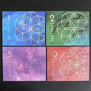 USA 2022 2023 2024 Stamps MNH Floral Geometry $1 $2 $5 $10 United States US - Picture 1 of 5