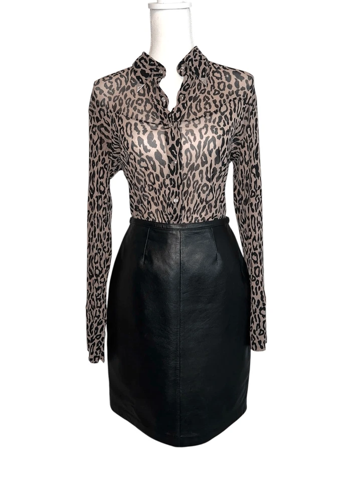 Minifalda de mujer 100 % negra forrada de cuero para mujer’s 6P Foto 1 de 4