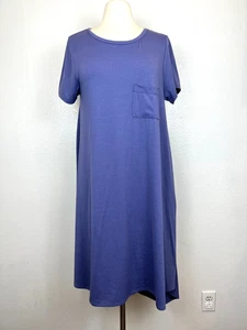 Abito LuLaRoe Carly viola stampa tinta unita orlo alto nuovo senza etichette taglia L - Foto 1 di 7