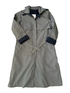 Vintage London Fog Damen grau Allwetter Trenchcoat Kapuze Jacke 8P isoliert - Bild 1 von 13