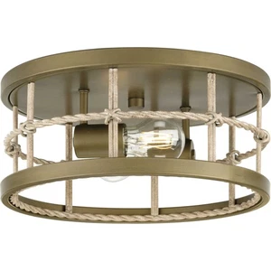 Progress Lighting P350241 Lattimore 2 Light 13"W Flush Mount Drum - Brass - Picture 1 of 8