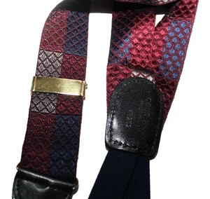 Cole Hann Hosenträger Burgund Blau Schwarz Preppy Ivy League Style Color Block - Bild 1 von 4