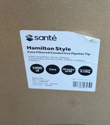 Hamilton CORE Conductive Tips 1000uL, Sterile, filtered, 40 trays/96, 3840 Tips - Image 1 of 2