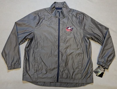 Columbus Blue Jackets Jacket Mens 2XL XXL Gray New Windbreaker Zip Pockets - Image 1 of 4