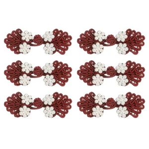 6 Pairs 60x25mm Knot Frog Buttons, Sewing Buttons Fasteners (Date Red) - Picture 1 of 6