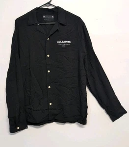 AllSaints Underground Long Sleeves Camp Collar Men's Shirt L Black (80903) - Picture 1 of 10