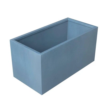 LeisureMod Bloom Rectangular Planter in Fiberstone and Clay Aged Concrete 9" - Image 1 of 4