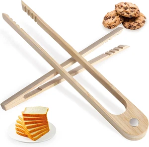 Bamboo Toaster Tongs & Toast Tongs for Cooking - 8.6" Magnetic + 7.1" Mini Anti- - Picture 1 of 7