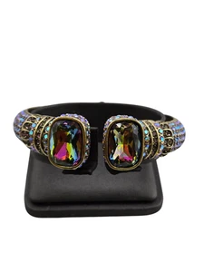Signierter Heidi Daus CN Wassermelone Glas und Strass Clamper Armreif Armband - Bild 1 von 7