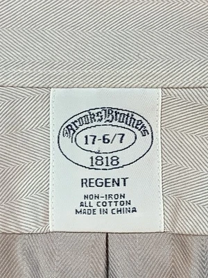 Camisa de vestir Brooks Brothers 17-6-7 sin planchar 100 % algodón espiga cuello lengüeta Foto 1 de 4