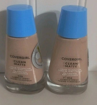 Lot Of 2 COVERGIRL Clean Matte Liquid Foundation  #505  Ivory New  - Image 1 of 2